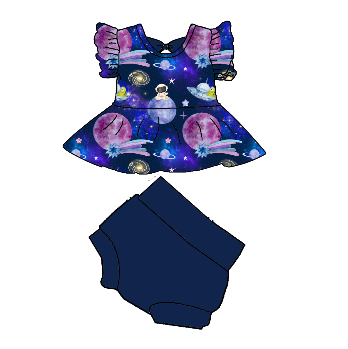 Martian Mischief Bamboo Childrens 2t-8y Dress & Peplum Sets
