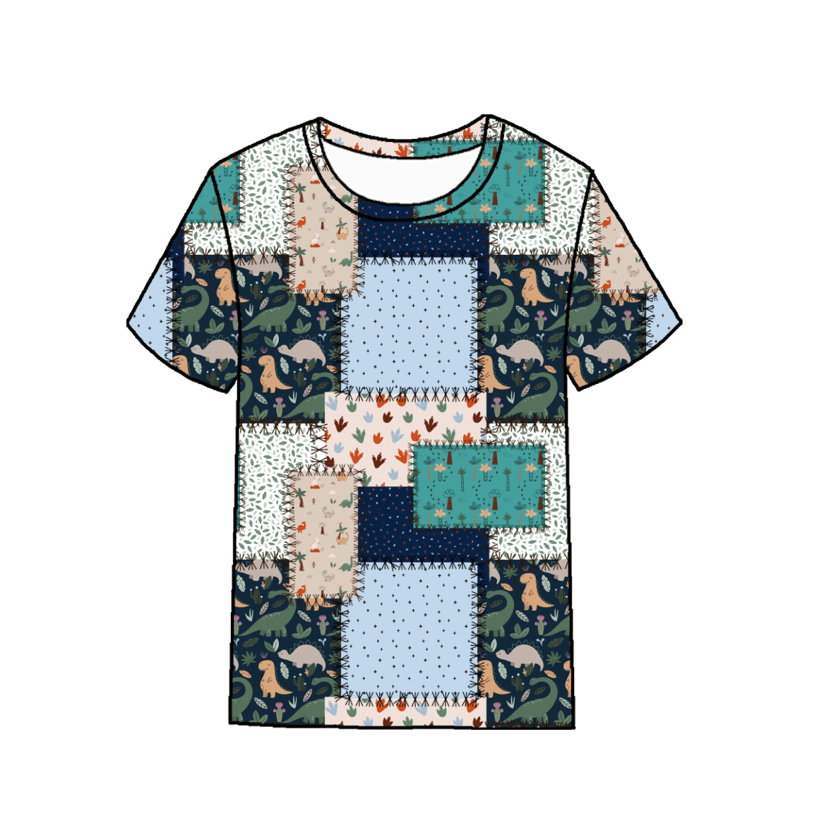 Dino Patch Bamboo Tops & Bottoms Youth 9y to 15y