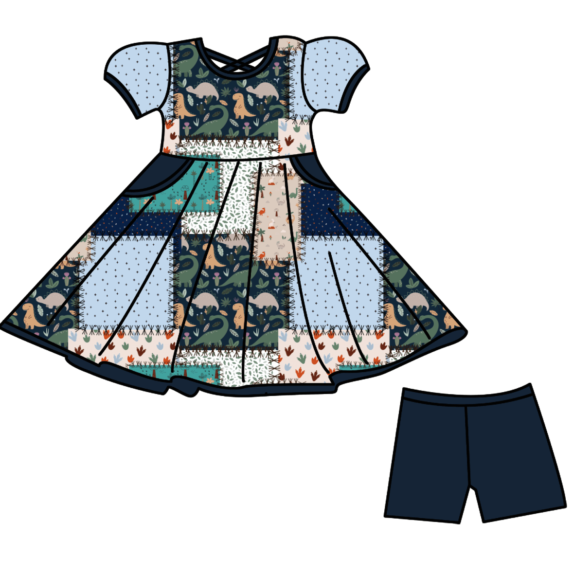 Dino Patch Bamboo Adalynn Twirl