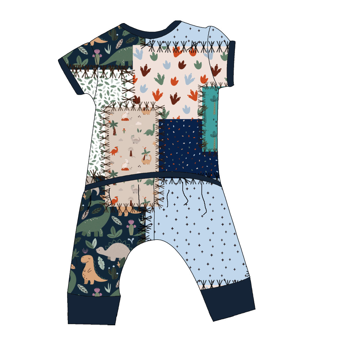 Dino Patch Bamboo Envelop Romper