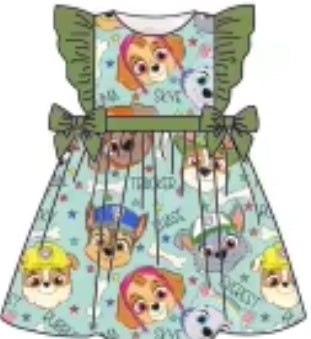 Pup Patrol Bamboo Childrens 2t-8y Dress & Peplum Sets