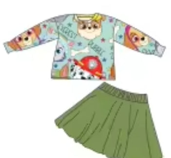Pup Patrol Bamboo Childrens 2t-8y Dress & Peplum Sets