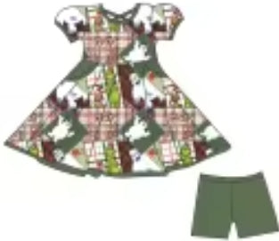 Merry Mischief Squares Bamboo Childrens 2t-8y Dress & Peplum Sets