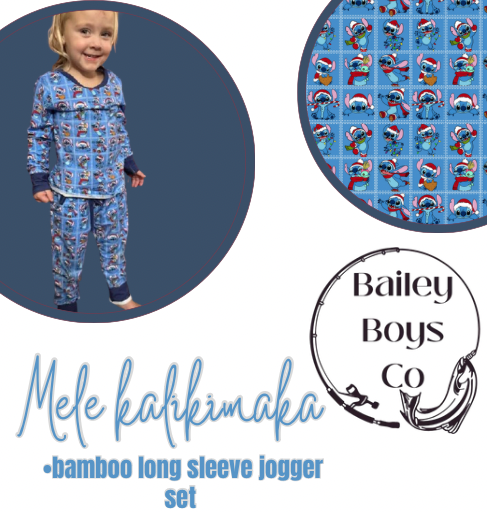 Mele Kalikimaka Bamboo Long Sleeve Jogger 2t-8y