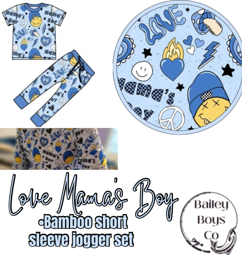 Love Mama's Boy Bamboo SS Jogger Set