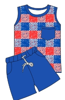 Checkered Out Pocket Tank 3m-7y