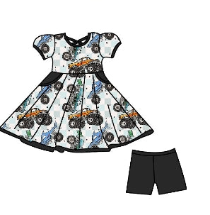 Megaladon Bamboo Childrens 2t-8y Dress & Peplum Set