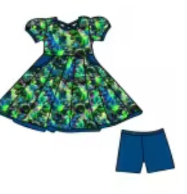 Jurassic Ride Bamboo Childrens 2t-8y Dress & Peplum Set