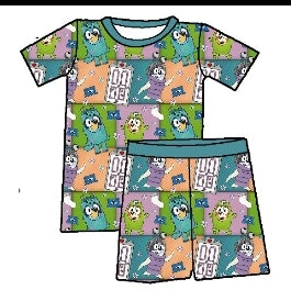 Blue Monsters PJ Short Set