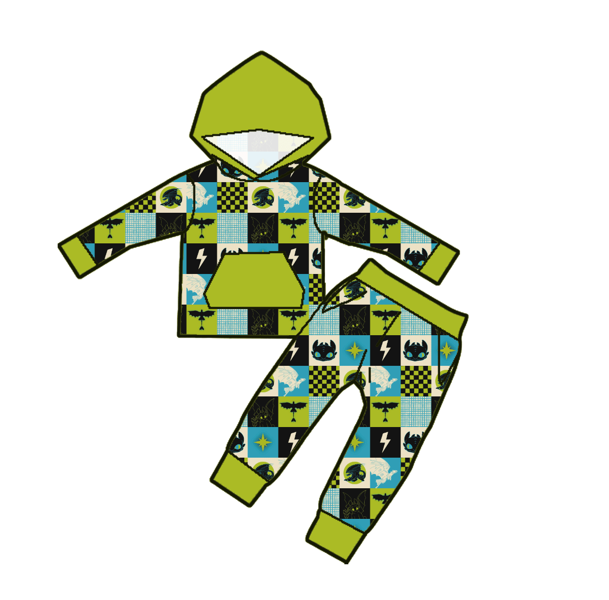 Night Fury Whispers Bamboo Youth 9y to 15y 2pc Sets