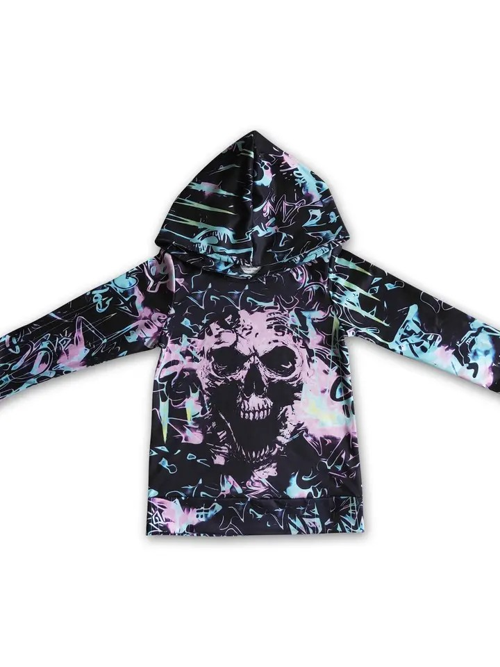 Black Skull Milksilk/Cotton Blend Hoodie