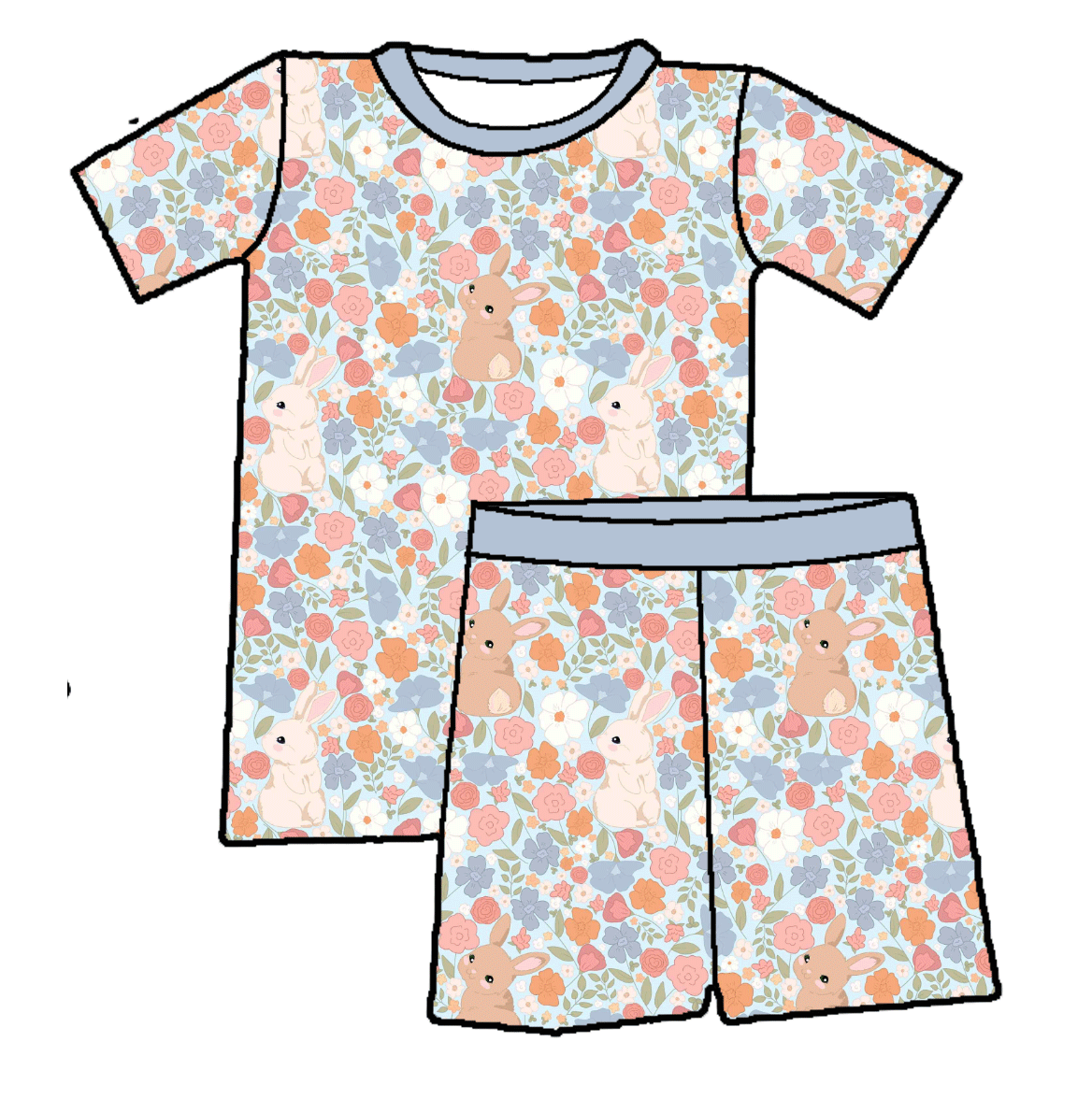 Blossoms and Bunny Tails Bamboo Youth 9y to 15y PJ's & Lounge Set