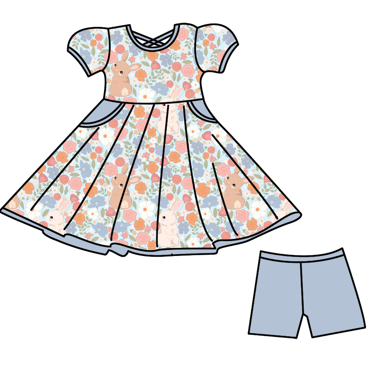 Blossoms and Bunny Tails Bamboo Youth 9y to 15y Dresses & Peplum Sets
