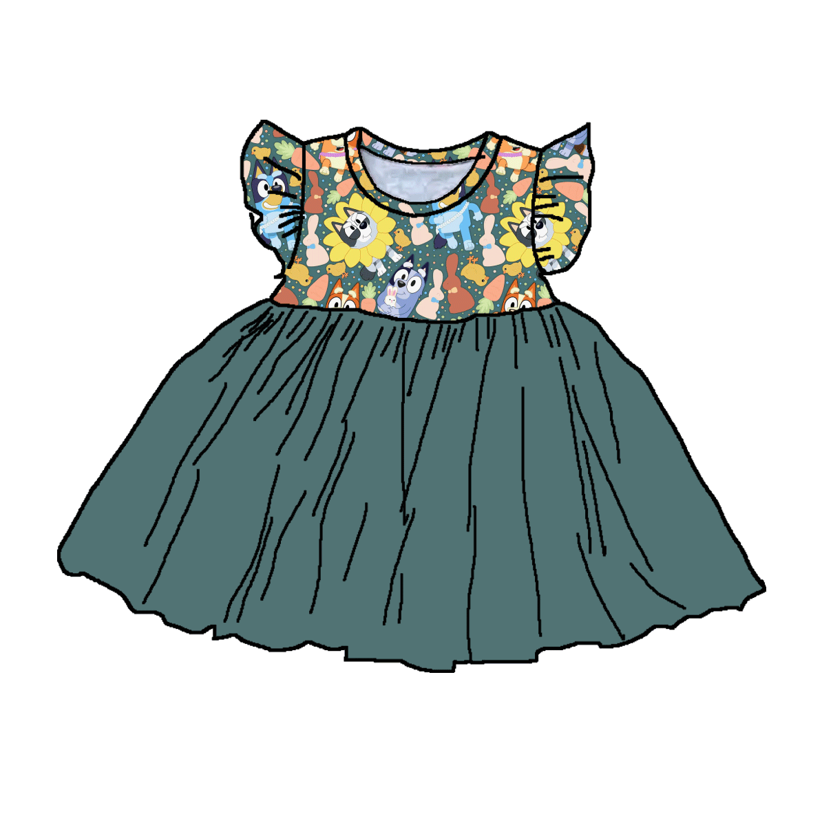 Hoppy Heeler Holiday Bamboo Childrens 2t-8y Dress & Peplum Sets