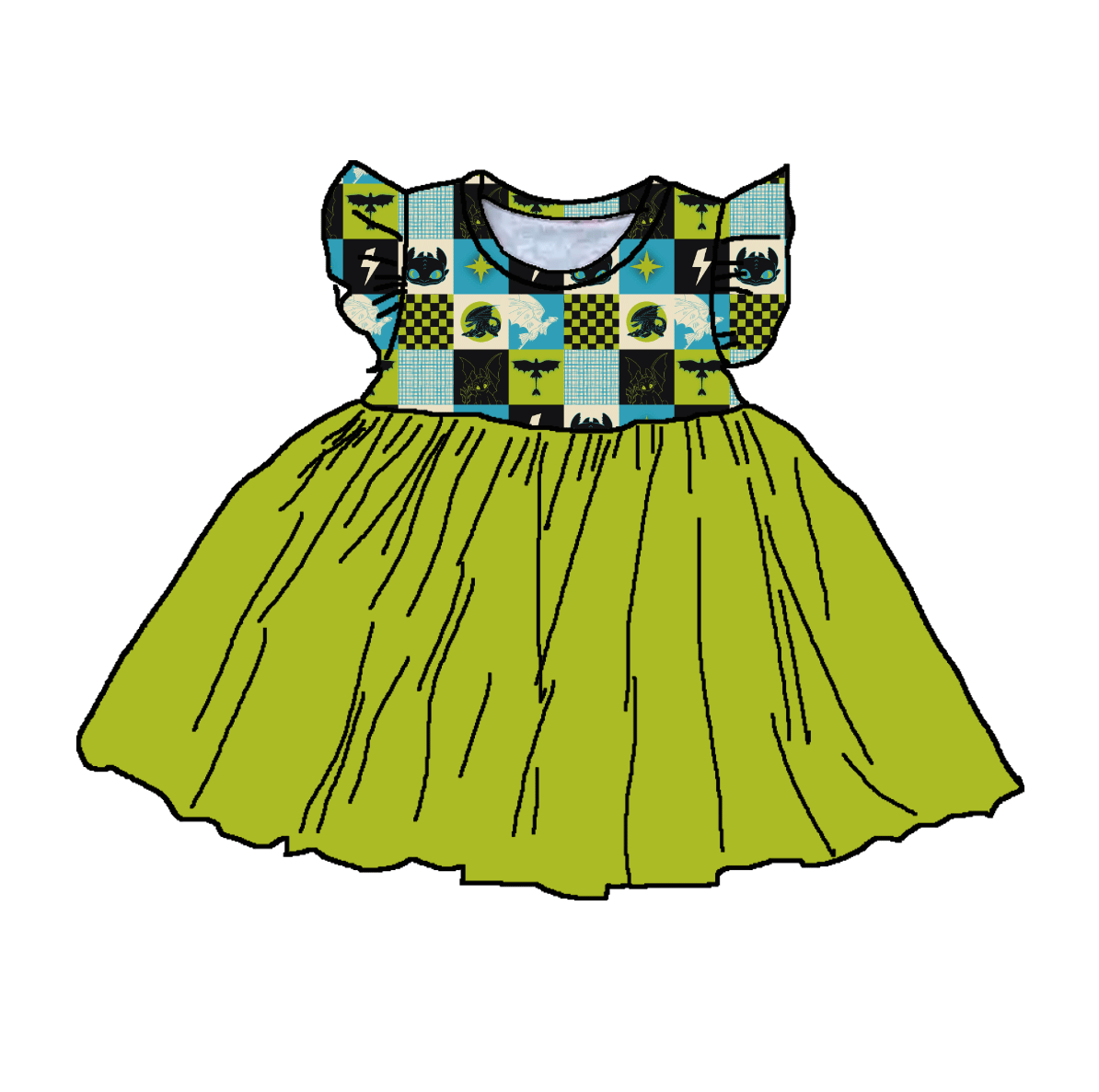 Night Fury Whispers Bamboo Childrens 2t-8y Dress & Peplum Sets