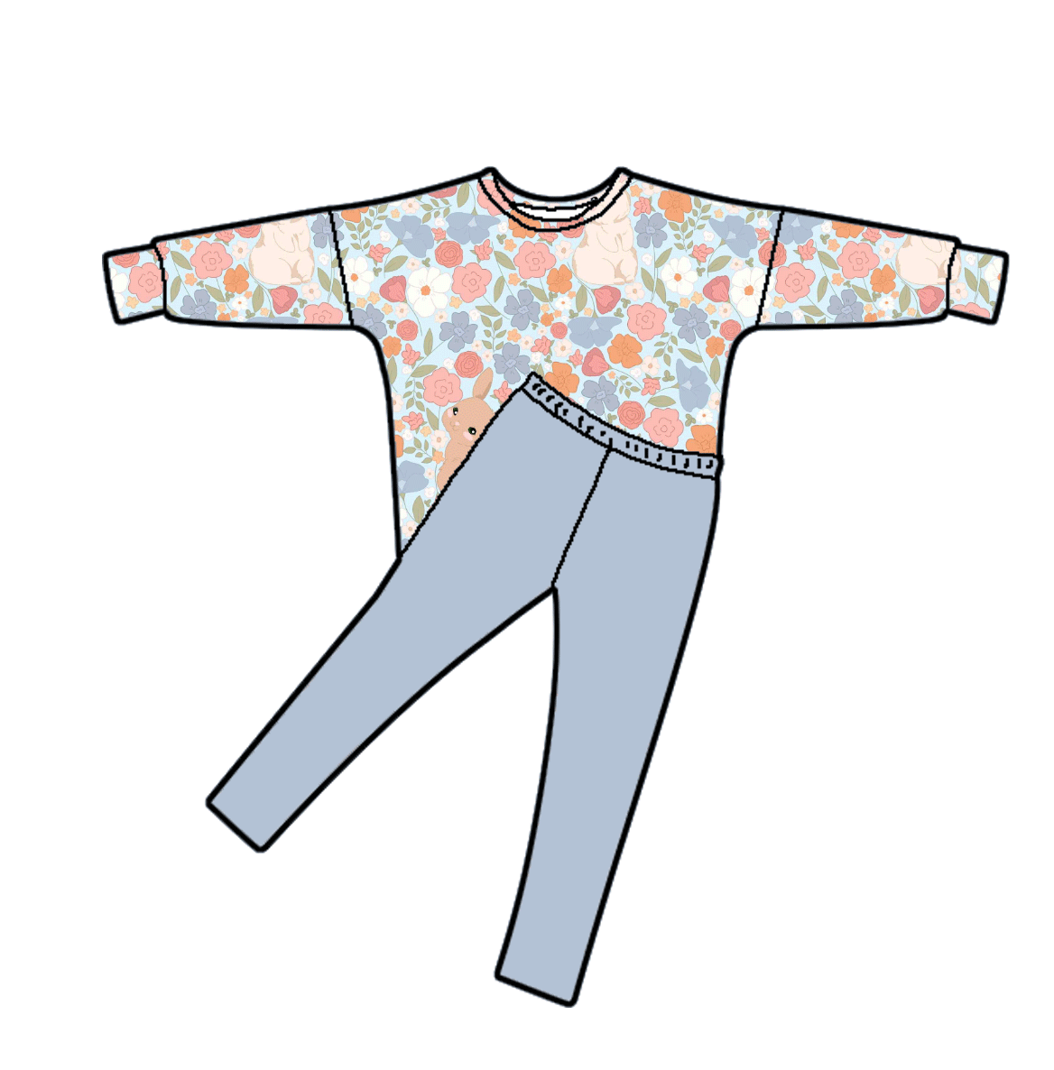 Blossoms and Bunny Tails Bamboo Youth 9y to 15y PJ's & Lounge Set