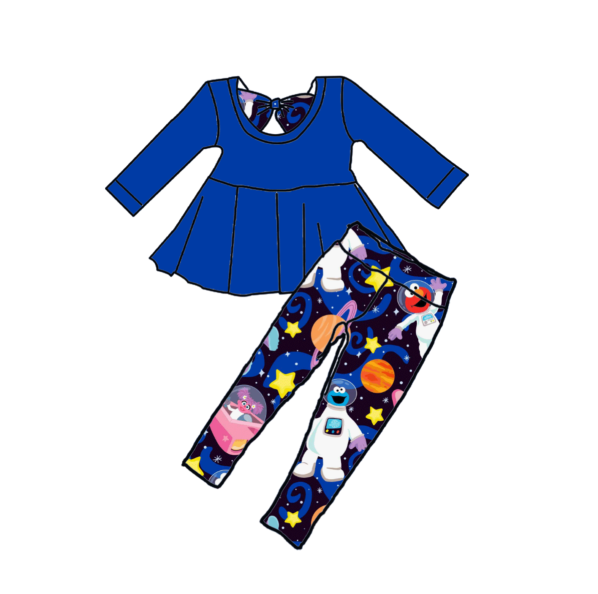 Cookie Moon Landing Bamboo Bow Back Peplum Set