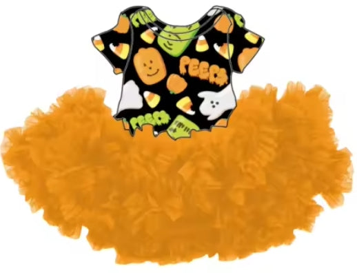Monster Mash Munchies Bamboo Childrens 2t-8y Dress & Peplum Sets