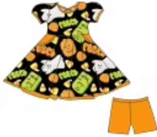 Monster Mash Munchies Bamboo Childrens 2t-8y Dress & Peplum Sets