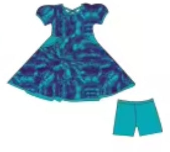 Aqua Ripple Bamboo Childrens 2t-8y Dress & Peplum Sets
